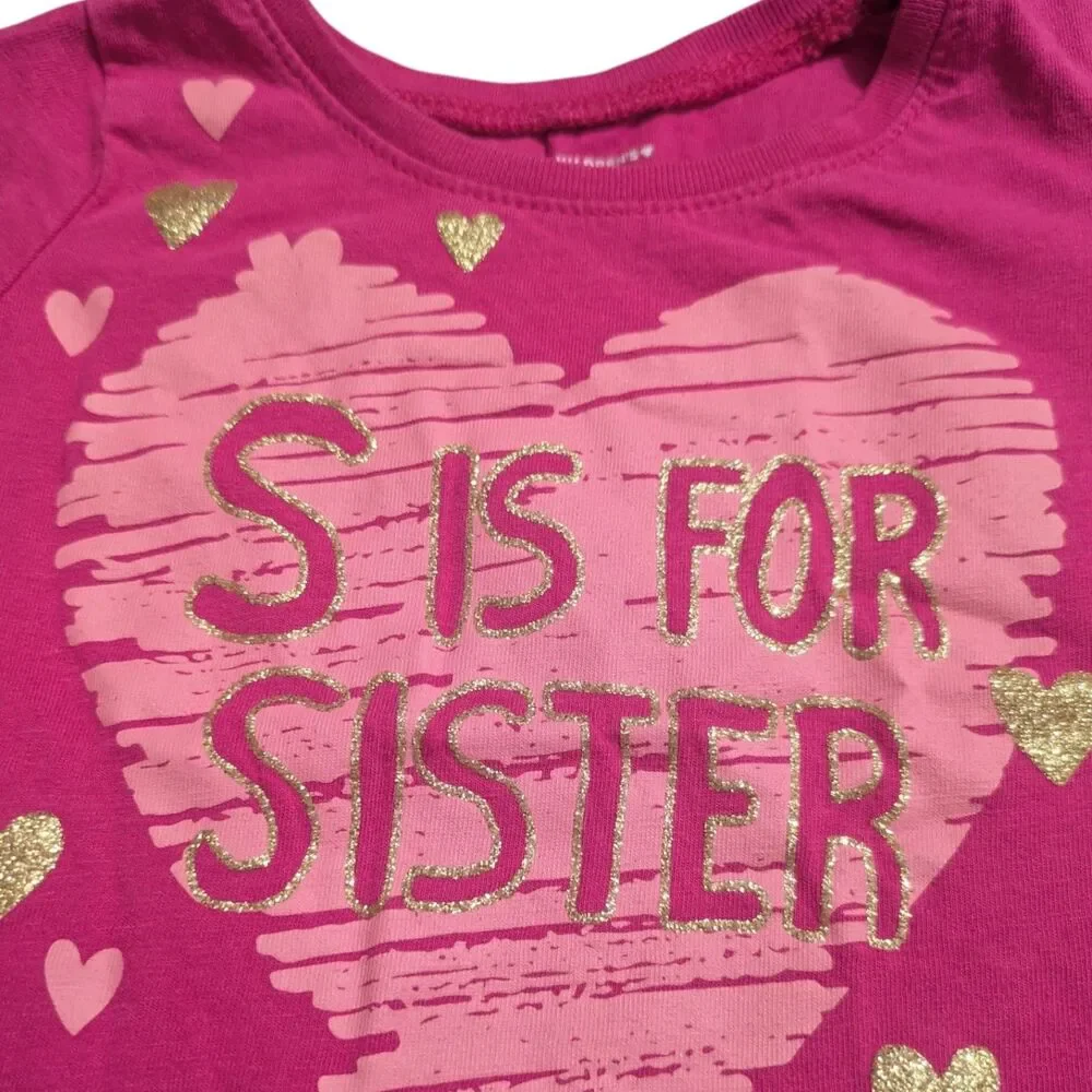 The Children's Place 18-24M Pink S Is For Sister Heart Graphic Tee Toddler